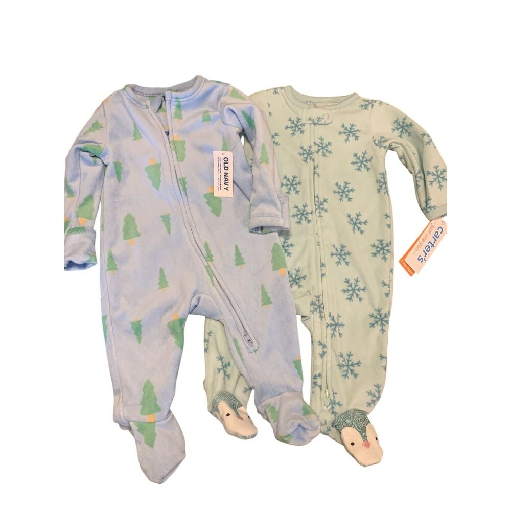 NWT Carters & Old Navy Baby Footed Onesies‎ 3M Cozy Fall Winter